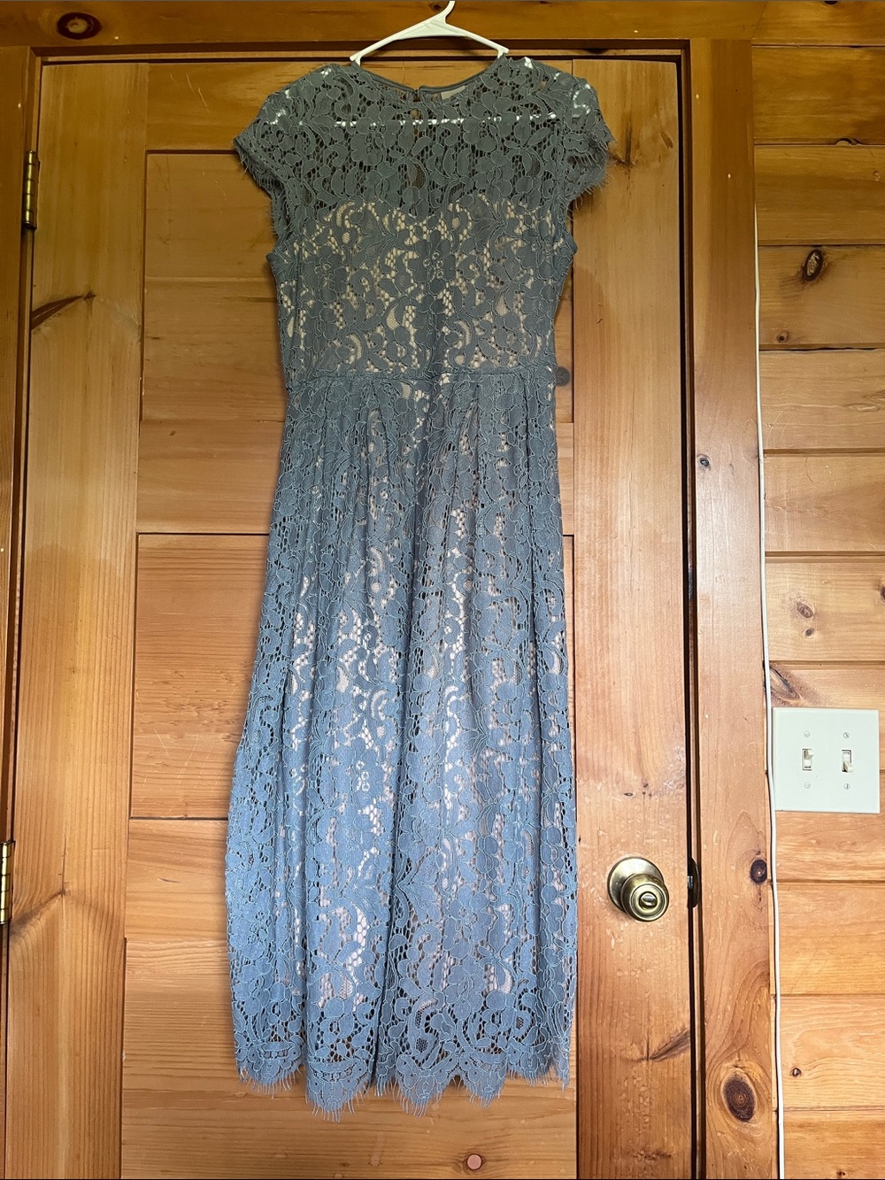 H&M Dusty Blue Lace Midi Dress